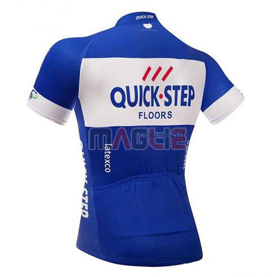 2018 Maglia Quick Step Floors Manica Corta Blu e Bianco